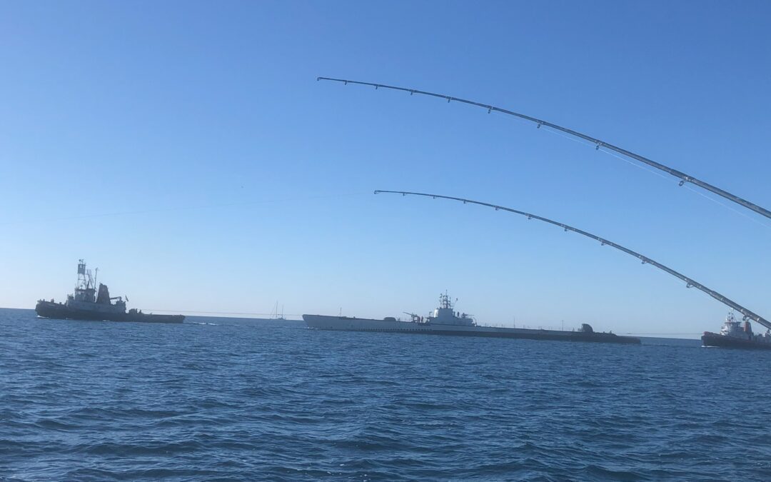 Fishing next to the USS Cobia Sub